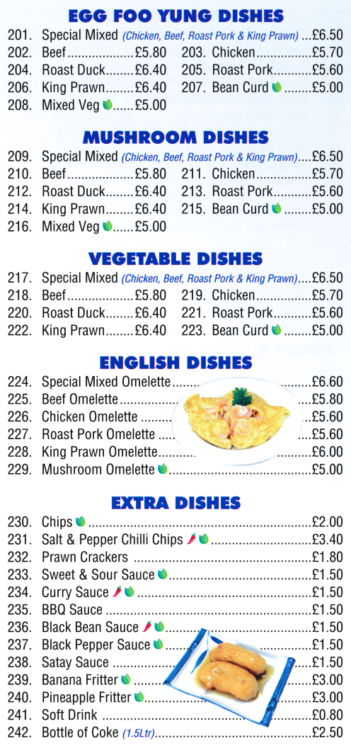 Menu for Nee How (Egg Foo Yung, Vegetable Dishes, Extra Dishes, English Dishes..)