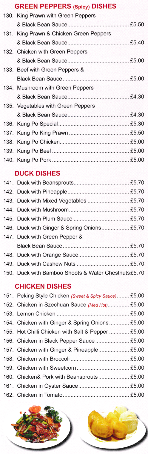 Menu for Golden Ocean Chinese food takeaway and delivery in Sneinton, Nottingham