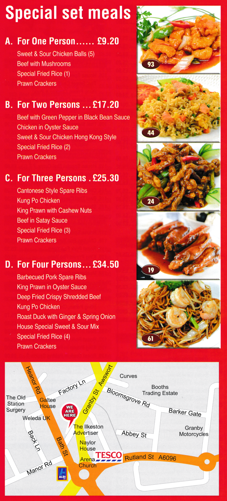 Menu for China Red - Special Set Meals, Special Dinner Boxes