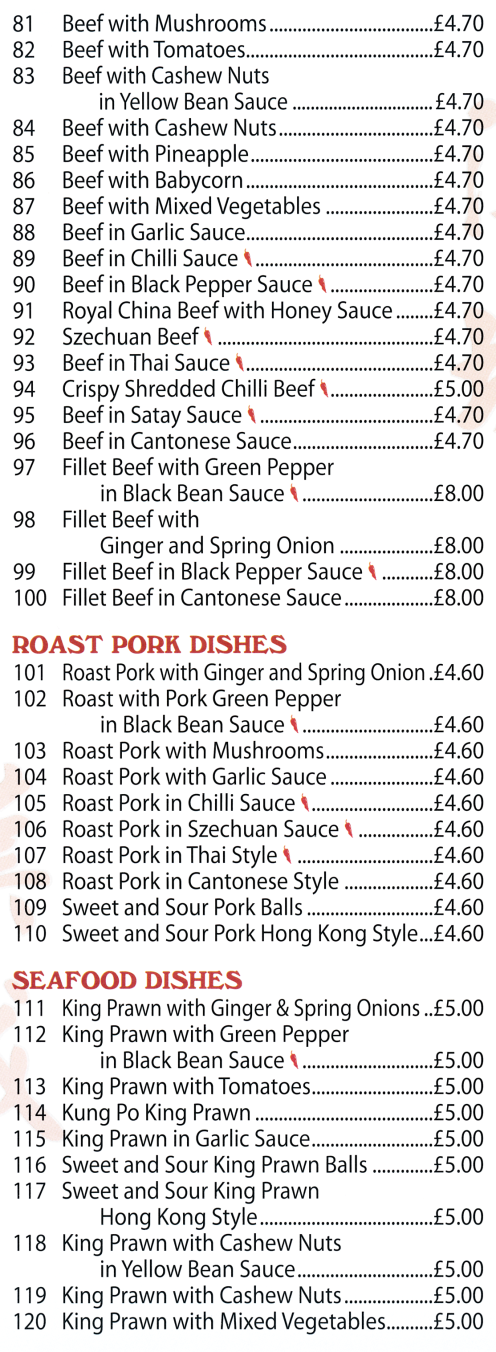 Menu for China Town Chinese takeaway and delivery in Carlton near Nottingham