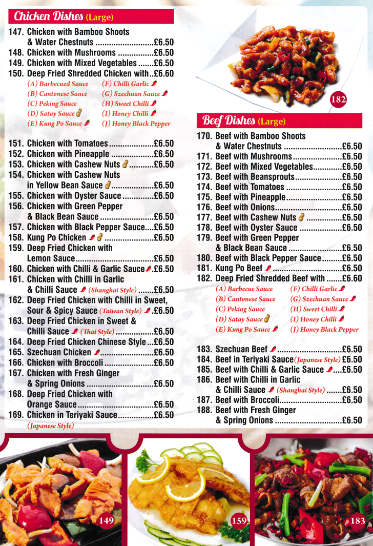 Menu for Classic Canton Chinese takeaway on Nottingham Road in Ripley, Derbyshire DE5 3AX