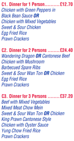 Menu for Classic Canton Chinese takeaway on Nottingham Road in Somercotes.