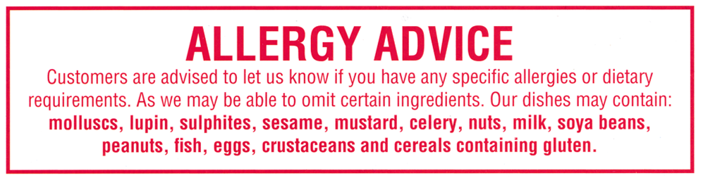 Menu for Classic Canton Chinese and Cantonese meals to takeaway in Somercotes, Derbyshire DE55 4LY