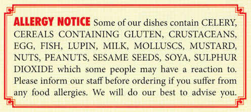 Menu for Golden Dragon Chinese food takeaway in Wollaton, Nottingham