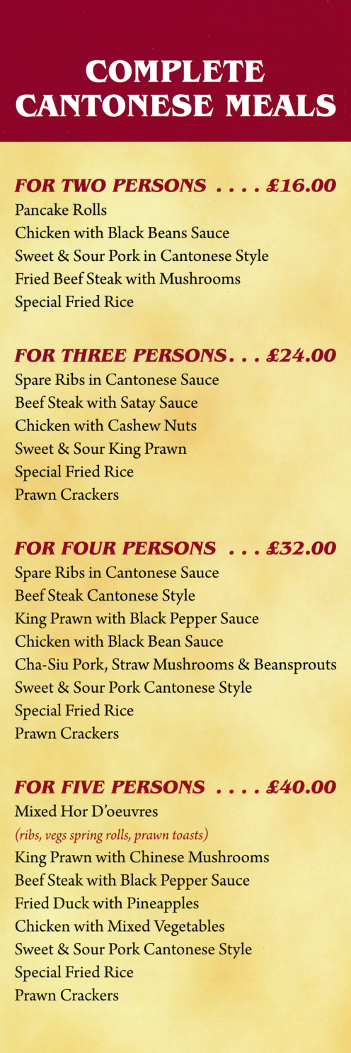 Menu for Golden Harvest Chinese food takeaway and delivery in Carlton near Nottingham