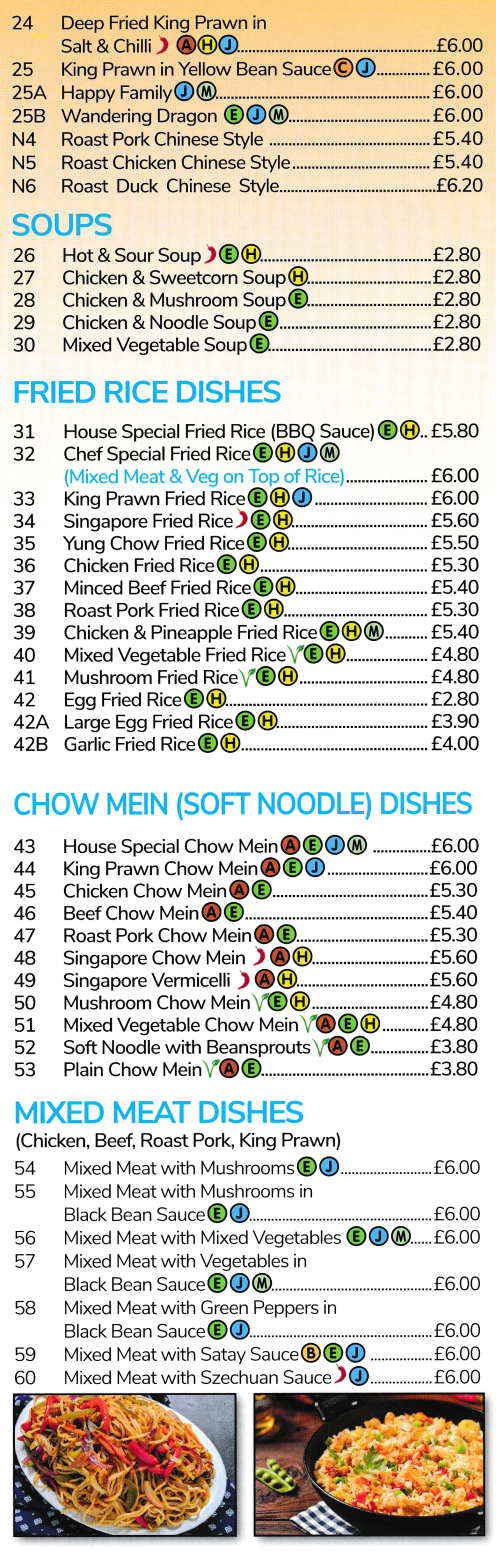 Menu for Golden Harvest Chinese takeaway and delivery in Huthwaite