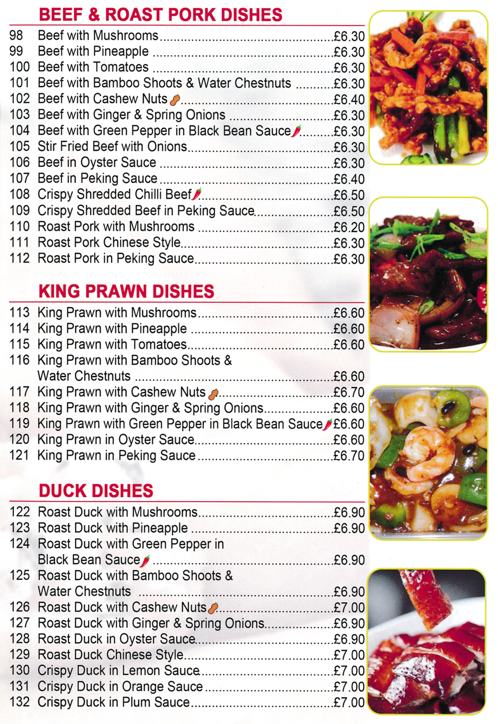 Menu for Good Earth Menu for Good Earth Chinese takeaway in Mansfield - dishes include; Roast Pork Chinese Style, Beef in Peking Sauce, King Prawns in Oyster Sauce, Roast Duck in Orange Sauce..