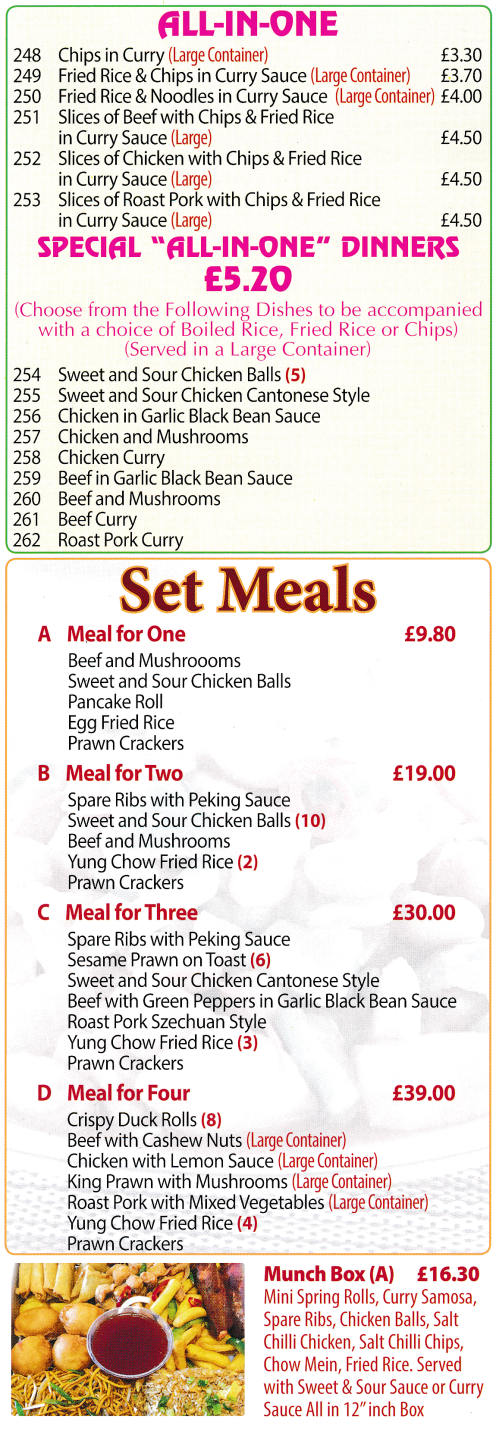 Menu for Good Food Inn Chinese takeaway on Church Street in Ripley DE5 3BU