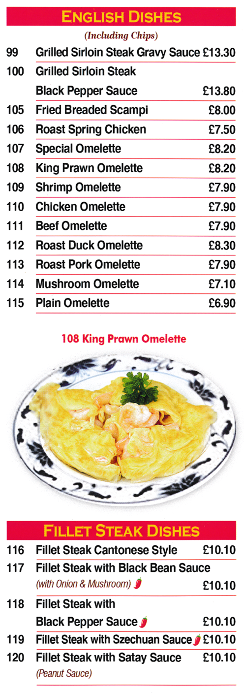 Menu for Good Luck Chinese takeaway in Draycott near Derby
