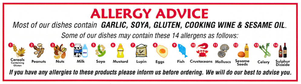 Menu for Jade Garden; Fish and Chips, Chinese and Cantonese cuisine takeaway in Nottingham