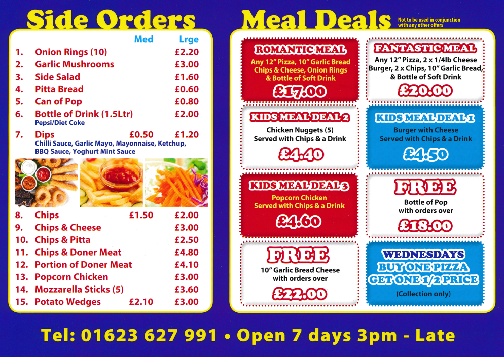 Menu for Leylam Pizza House - Side Orders, Meal Deals - Pizzas, Burgers & Kebabs takeaway & delivery.