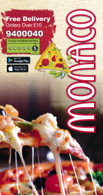 Menu for Monaco Pizza & Pasta takeaway on Westdale Lane in Gedling near Nottingham