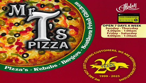 Menu for Mr T's Pizza and Kebab takeaway and delivery in Basford, Nottingham