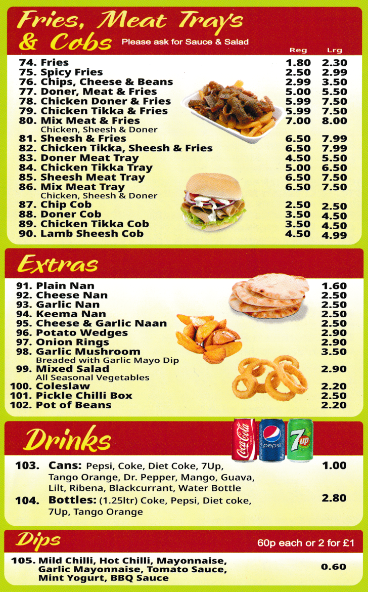 Takeaway and delivery menu for Mr T's Pizza in Heanor
