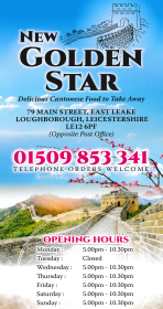 Takeaway menu for New Golden Star in East Leake near Nottingham