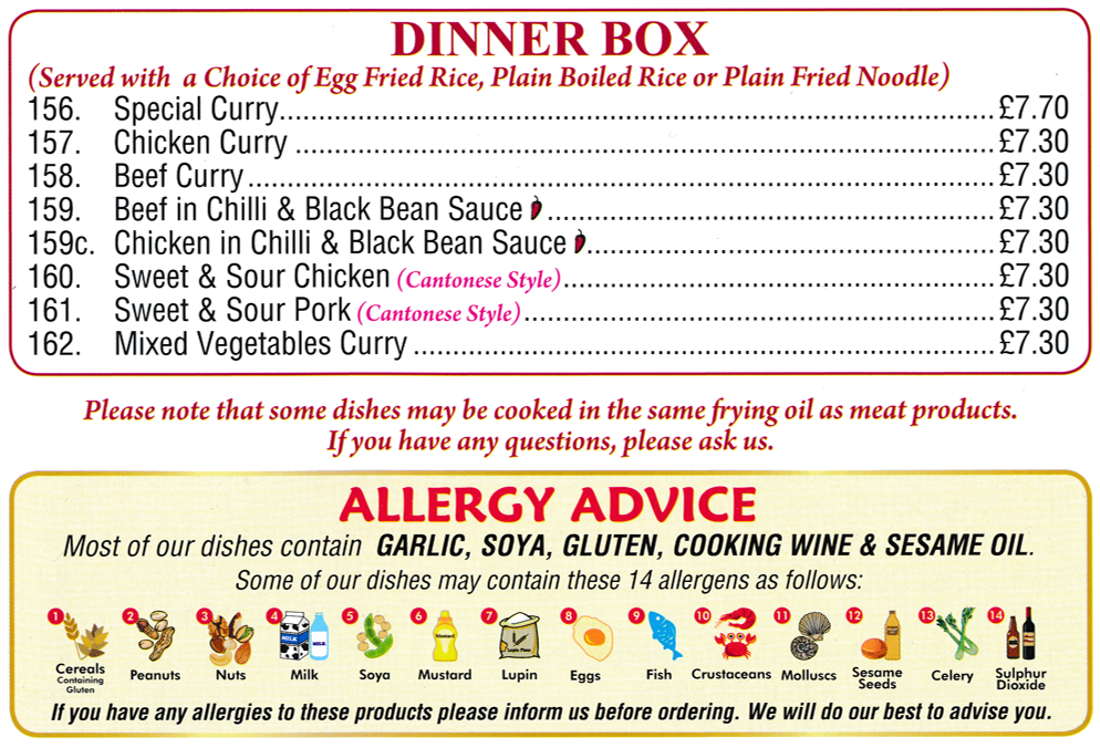 Menu for Ocean City Menu for Ocean City Chinese and Cantonese takeaway in Long Eaton near Nottingham