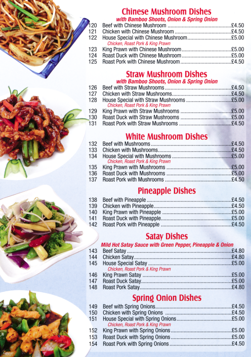 Menu for Oriental House Chinese food takeaway in Netherfield