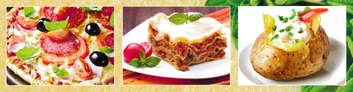 Menu for Poppa Pizza in Beeston near Nottingham - photos of pizza, lasagne, jacket potatoes..