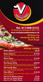 Menu for Viva-La-Pizza takeaway on Monksway in Silverdale near Clifton, Nottingham