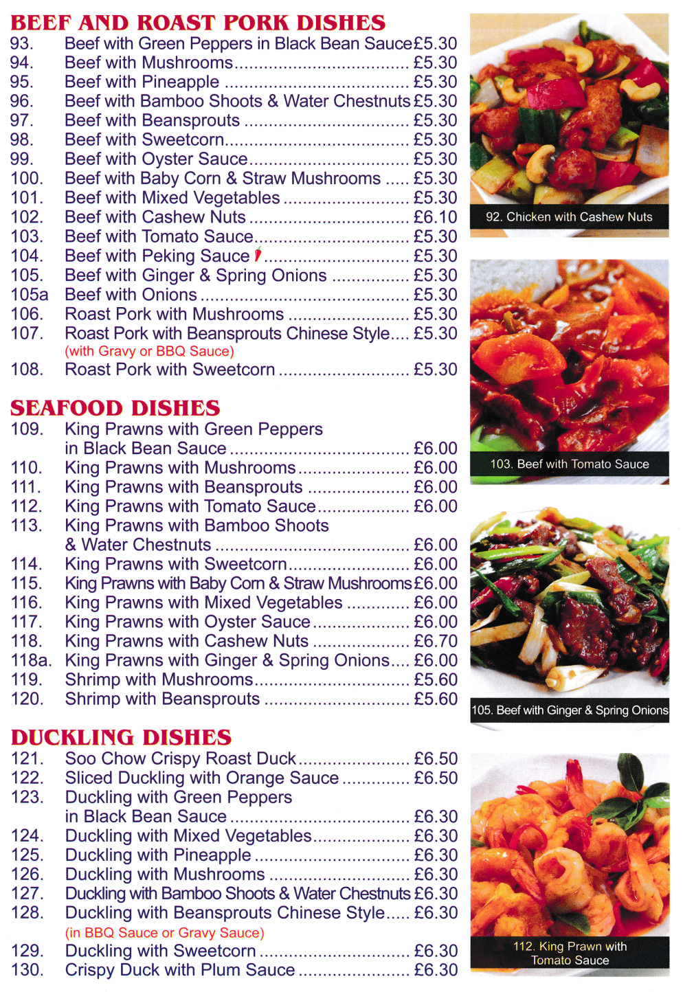 Menu for Woo Hing Chinese takeaway on Sutton Road in Huthwaite, Nottinghamshire NG17 2NZ
