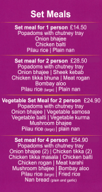 Takeaway menu for Woodthorpe Tandoori Indian restaurant on Mansfield Road in Woodthorpe near Nottingham NG5 3FH