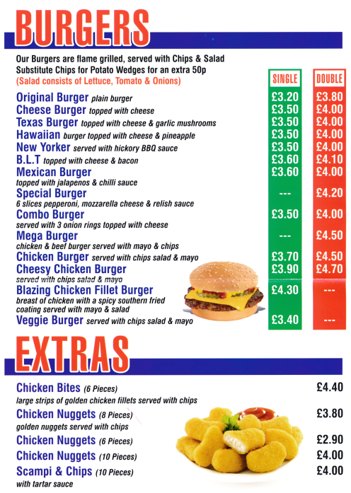 Takeaway menu for Pizza Zone in Beeston near Nottingham